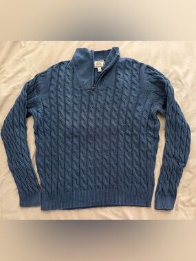 Jos. A. Bank Blue Cable-Knit Zip Mock Sweater